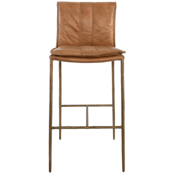 Mayer Counter Stool with Top Grain Leather & Iron Legs