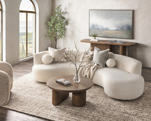 Vander Solid Wood Round Coffee Table with Oak Veneer