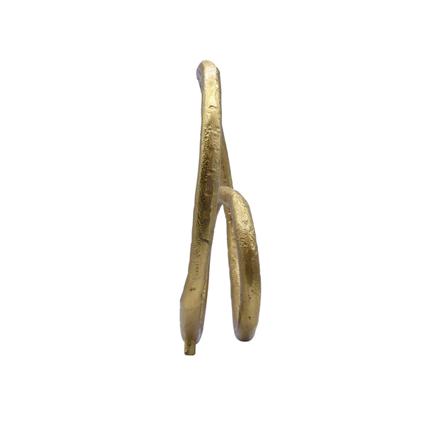 ROUNDED METAL LOOP SCULTPTURE IN TEXTURED BRASS