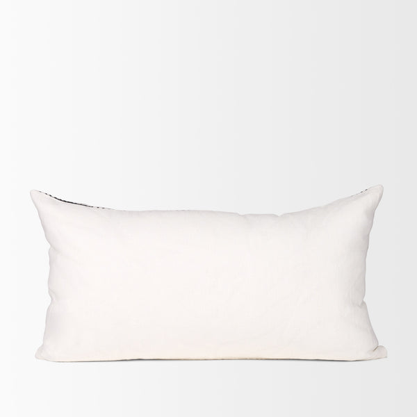 Jenna Cream w/ Black Print Linen Lumbar Decorative Pillow Cover