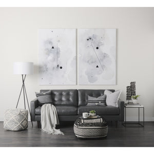 Nathan II 18" x 20" Square Top White Marble and Black Metal End/Side Table