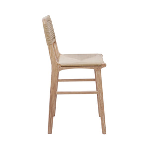 WOVEN BACK COUNTER STOOL WITH RUSH SEAT IN CERUSED OAK