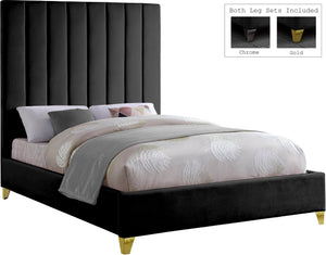 Glenda King Bed In Black Velvet