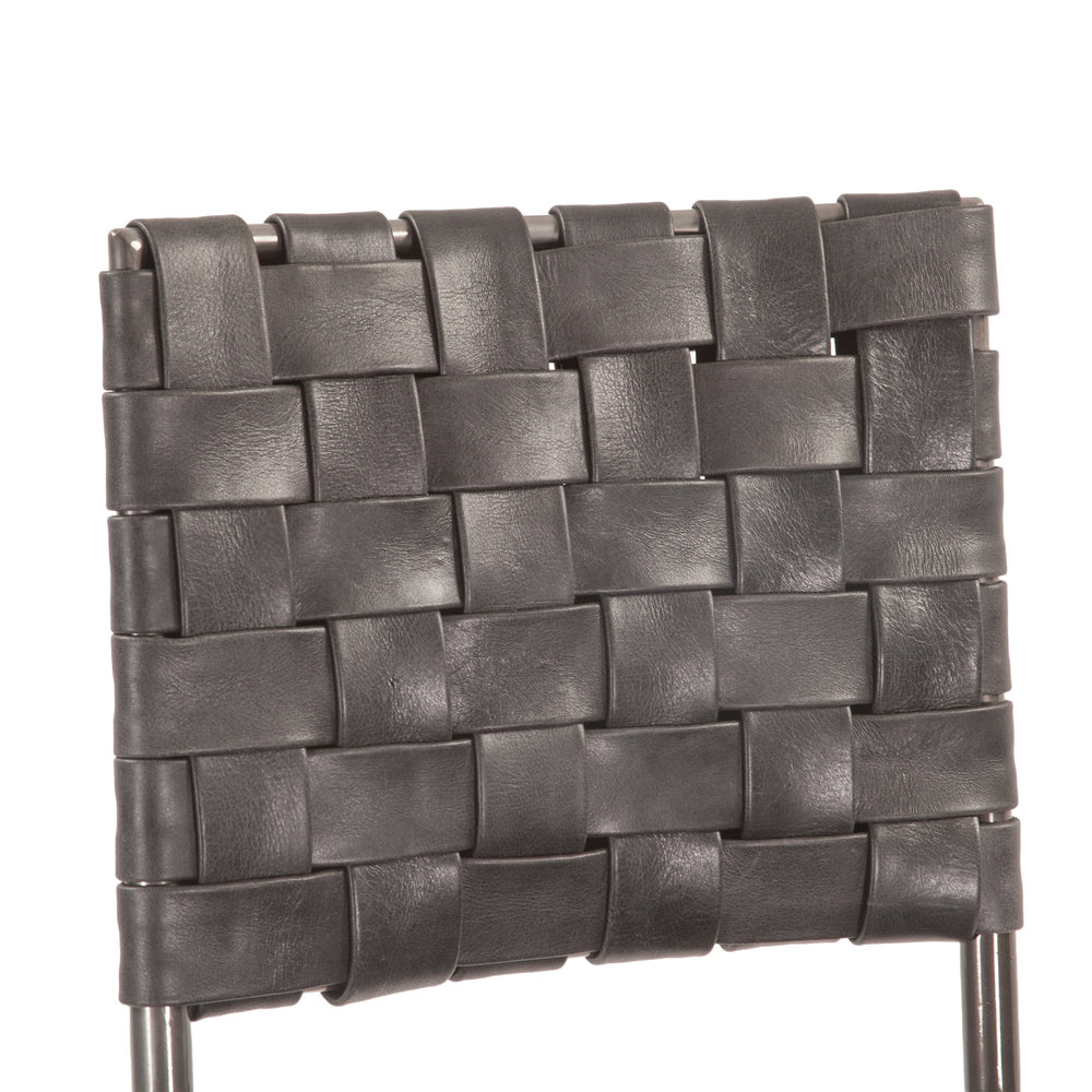 Copenhagen 17" Buffalo Leather and Iron Counter Chair, Black