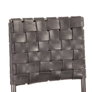 Copenhagen 17" Buffalo Leather and Iron Counter Chair, Black