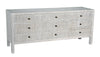 Conrad 9-Drawer Mahogany Dresser with Brass Pulls in White Wash Finish