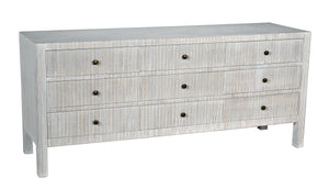 Conrad 9-Drawer Mahogany Dresser with Brass Pulls in White Wash Finish