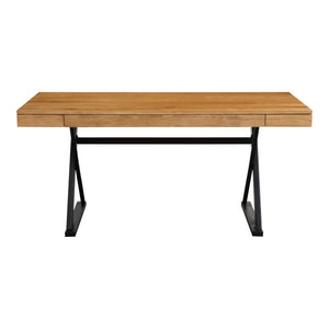 Moe's Profecto Desk in Natural Oak with Steel Frame