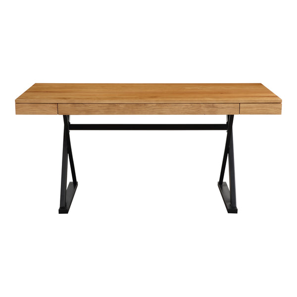 Moe's Profecto Desk in Natural Oak with Steel Frame