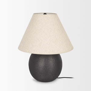 Sadiyah Black Brushed Metal w/ Beige Shade Table Lamp