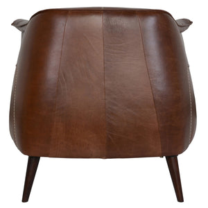 Martel Leather Club Chair - Spiced Brown with Oak Legs