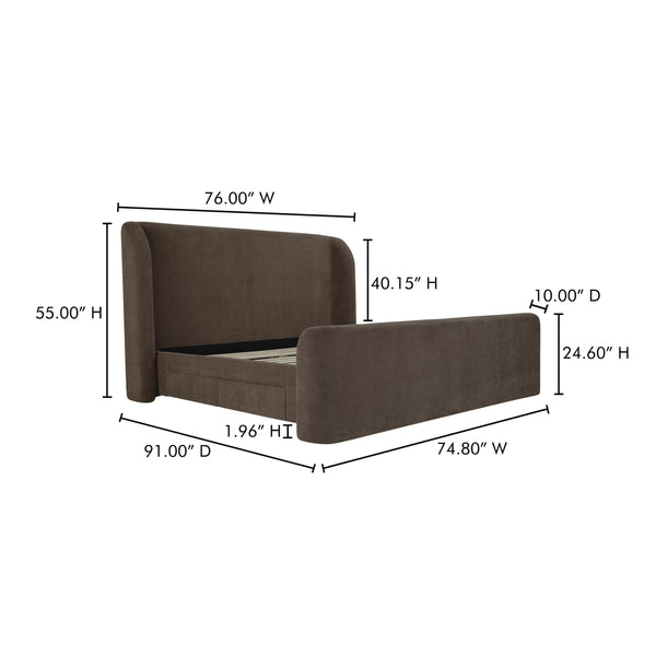 Moe's Sophia Queen Storage Bed Brown