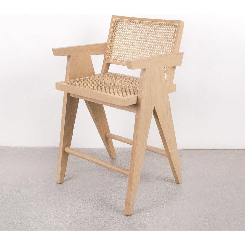 Jeanneret Counter Stool with Arms and Back - Ivory