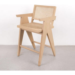 Jeanneret Counter Stool with Arms and Back - Ivory