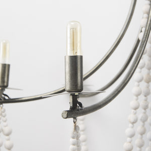 Selma White Wood Bead and Metal Chandelier