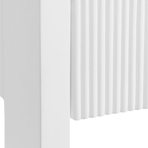 TWO DRAWER ETAGERE WITH FLUTED DETAIL IN MATTE WHITE LACQUER