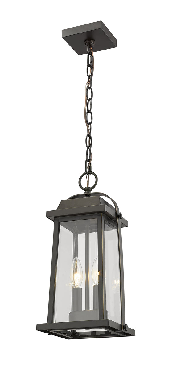 Millworks 2 Light Outdoor Chain Mount Ceiling Fixture in Oil Rubbed Bronze Finish