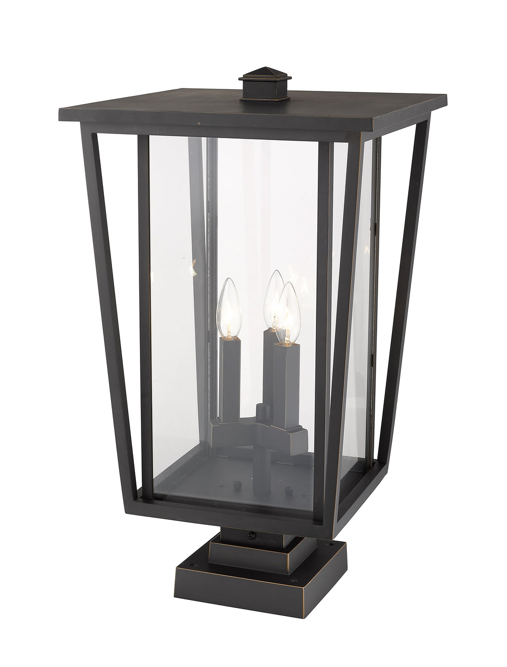 Seoul 3 Light Outdoor Pier Mounted Fixture in Oil Rubbed Bronze Finish