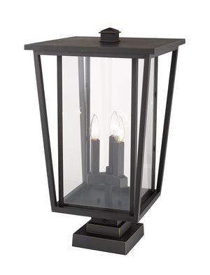Seoul 3 Light Outdoor Pier Mounted Fixture in Oil Rubbed Bronze Finish