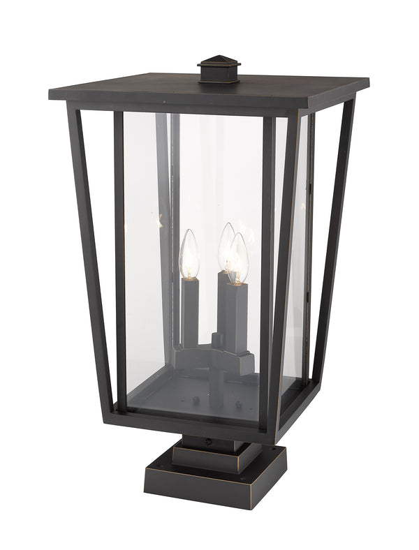 Seoul 3 Light Outdoor Pier Mounted Fixture in Oil Rubbed Bronze Finish