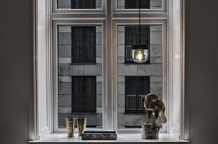 Acorn Black and Brass Hardwired Pendant with LED Bulb