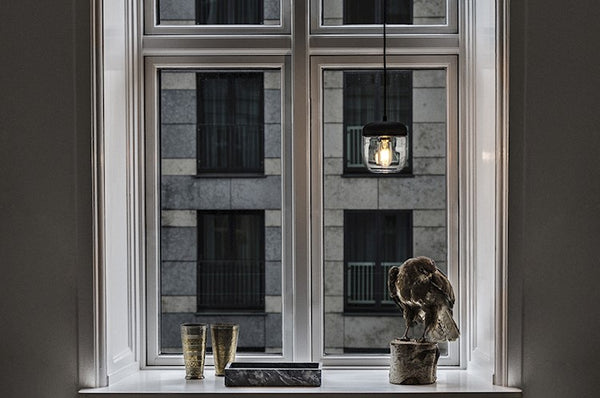 Acorn Black and Brass Hardwired Pendant with LED Bulb