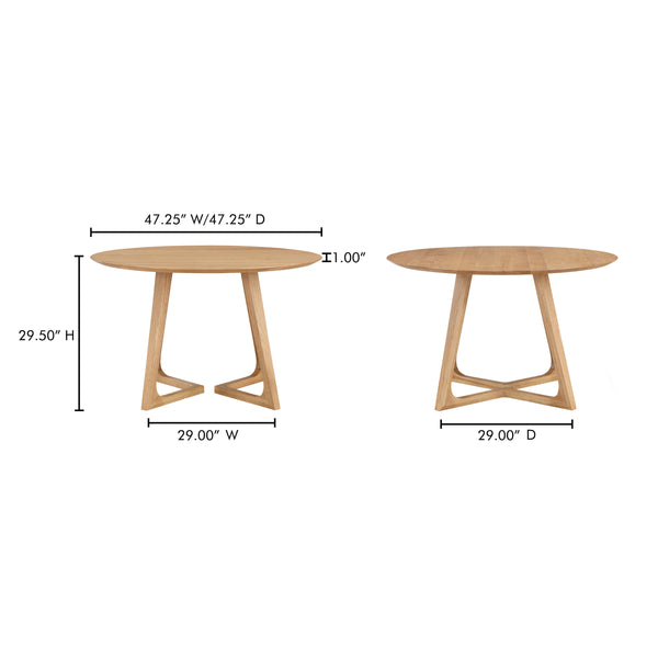 Moe's Godenza Round Dining Table in Natural Oak