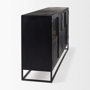 Sloan 80.0L x 17.0W x 36.0H Black Wood W/Black Metal Frame Sideboard