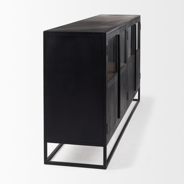 Sloan 80.0L x 17.0W x 36.0H Black Wood W/Black Metal Frame Sideboard