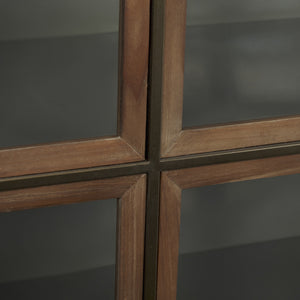 Pandora Dark Brass Metal W/Red Wood 2 Door Accent Cabinet