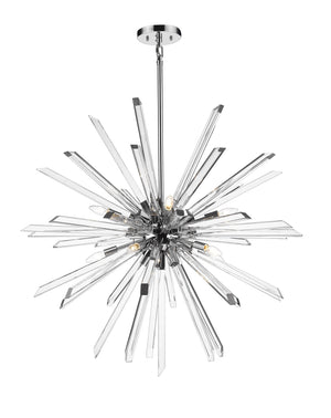 Burst 10 Light Chandelier in Chrome Finish