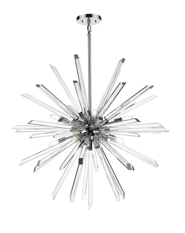 Burst 10 Light Chandelier in Chrome Finish
