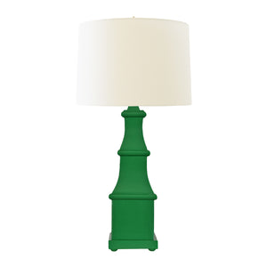 HANDPAINTED TIERED TOLE TABLE LAMP IN GREEN