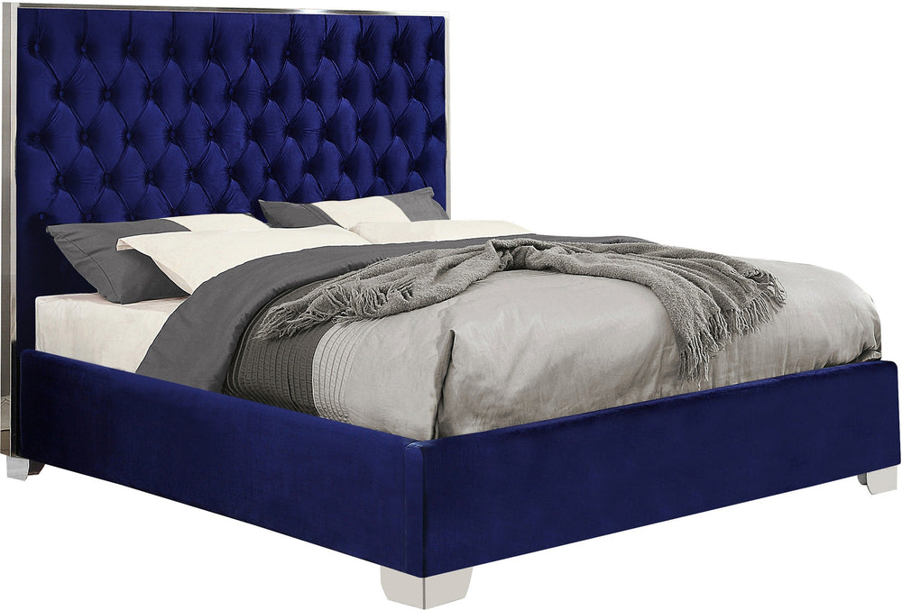 Priscilla Full Bed In Navy Velvet
