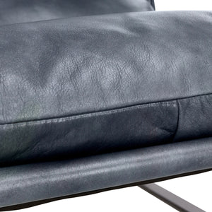 Morgan Ocean Blue Leather Accent Chair with Iron Legs