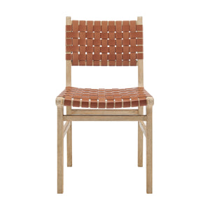 Marco Faux Leather Dining Side Chair Drift Wood Frame, Ochre Brown 