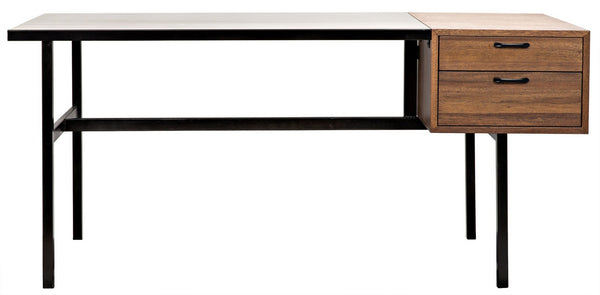 Algeron Dark Walnut Desk with Matte Black Industrial Steel Frame