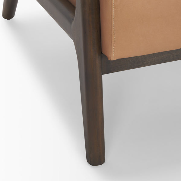 Cashel Accent Chair W/ Dark Brown Wood and Tan Genuine Leather