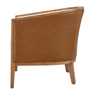 Tillman Faux Leather/Linen Accent Arm Chair, Casa Caramel/Shortbread