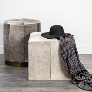 Zahavi I 20" Grey-toned hair-on-hide ottoman