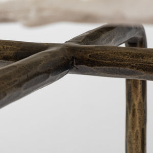 Pinera III 49L x 17W White Marble Top Gold-Toned Iron Base Console Table