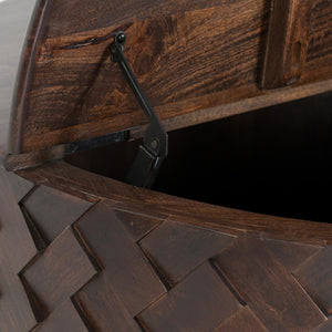 Shira Solid Wood Round Storage Coffee Table in Kona Brown Finish