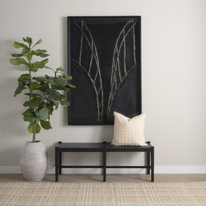 Shane Black Wood w/ Woven Black Leather Bench