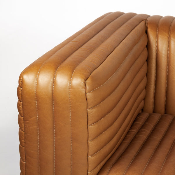 Ricciardo Cognac Leather Three Seater Sofa 82.5L x 38.5W x 26.5H