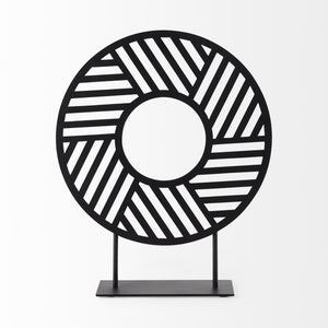 Micra 11.0L x 3.0W x 13.4H Matte Black Metal Decorative Object on a Stand