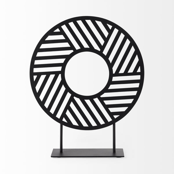 Micra 11.0L x 3.0W x 13.4H Matte Black Metal Decorative Object on a Stand