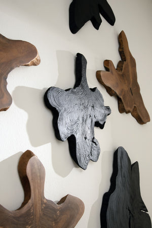 Freeform Teak Wall Slice, Medium, Black