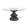 Crossman III 60L x 60W x 30H Dark Brown/Gray Solid Wood Base W/ Round Glass Top Dining Table
