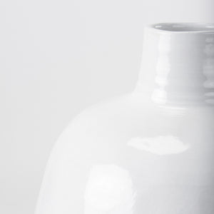 Amos 20.5L x 20.5W x 31.9H White and Dark Beige Color Blocked Ceramic Floor Vase