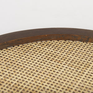Silas Cane and Medium Brown Wood Round Tray